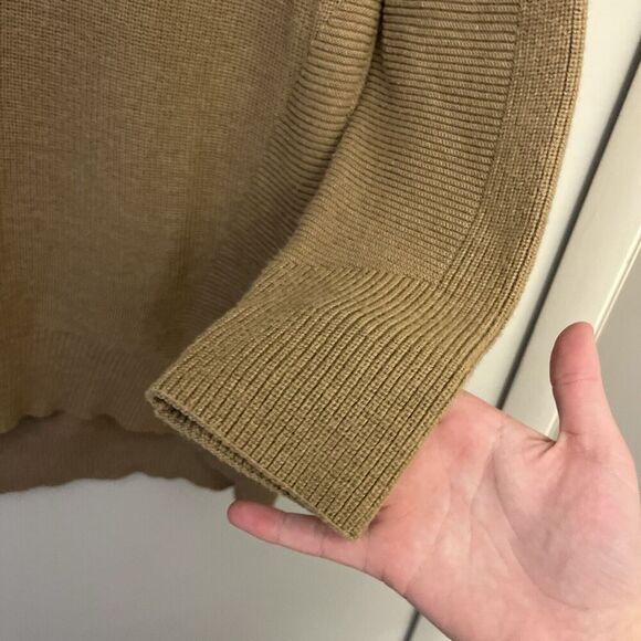 Athleta Brown V Neck Long Sleeve Ribbed Merino Wool Sweater Womens Large Comfort - Picture 5 of 7